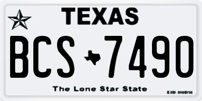 TX license plate BCS7490