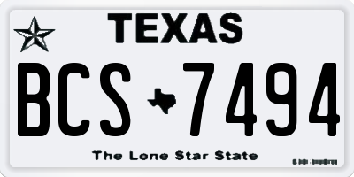TX license plate BCS7494
