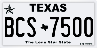 TX license plate BCS7500