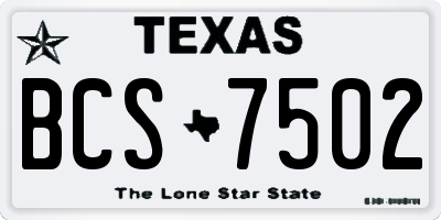 TX license plate BCS7502
