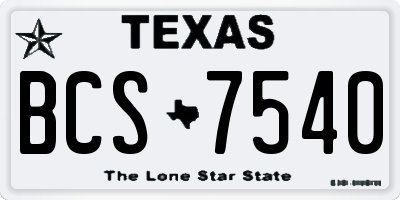 TX license plate BCS7540