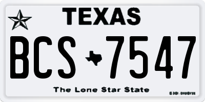 TX license plate BCS7547