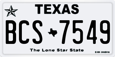 TX license plate BCS7549