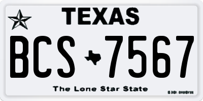 TX license plate BCS7567