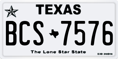 TX license plate BCS7576