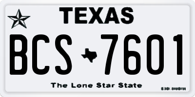 TX license plate BCS7601