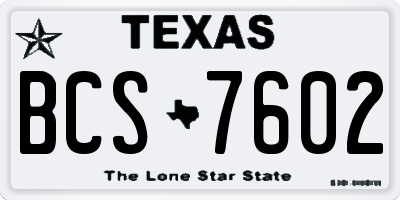 TX license plate BCS7602