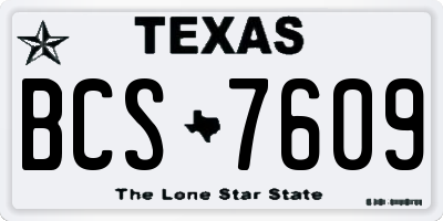 TX license plate BCS7609