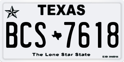 TX license plate BCS7618