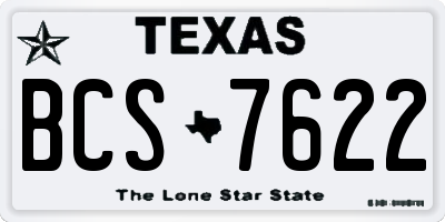 TX license plate BCS7622