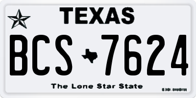 TX license plate BCS7624