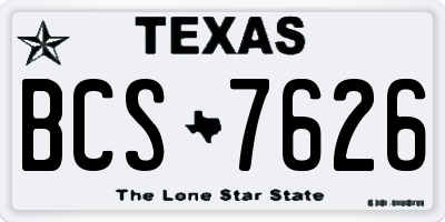 TX license plate BCS7626