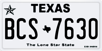TX license plate BCS7630