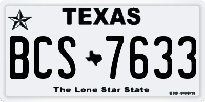 TX license plate BCS7633