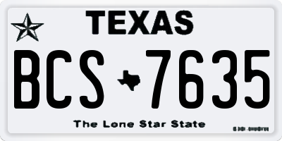 TX license plate BCS7635