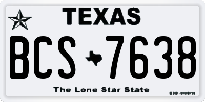 TX license plate BCS7638
