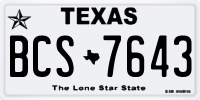 TX license plate BCS7643