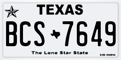 TX license plate BCS7649
