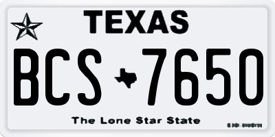 TX license plate BCS7650
