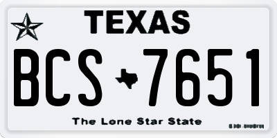 TX license plate BCS7651