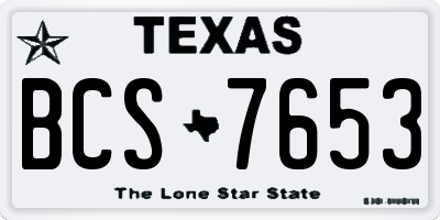 TX license plate BCS7653