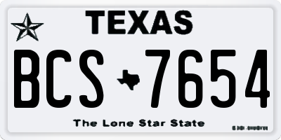 TX license plate BCS7654