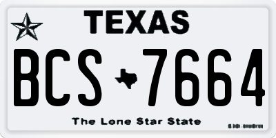 TX license plate BCS7664
