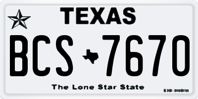 TX license plate BCS7670