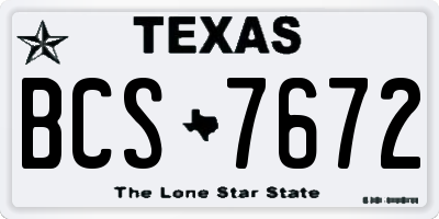 TX license plate BCS7672
