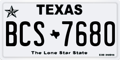 TX license plate BCS7680