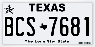 TX license plate BCS7681