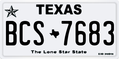 TX license plate BCS7683