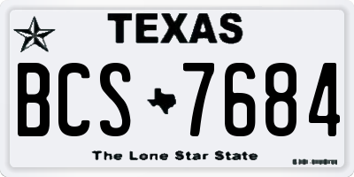TX license plate BCS7684