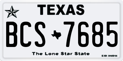 TX license plate BCS7685