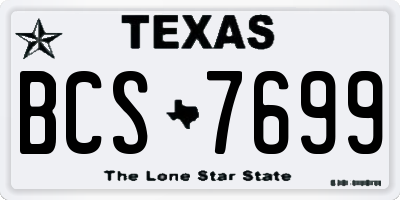 TX license plate BCS7699