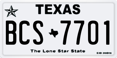 TX license plate BCS7701