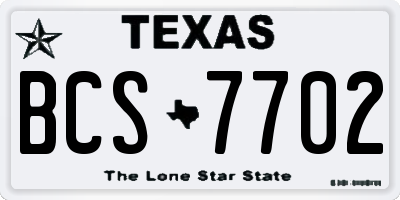 TX license plate BCS7702