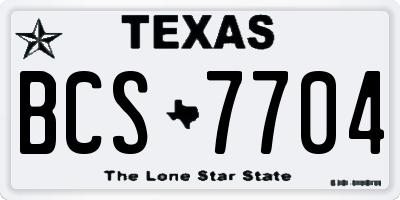 TX license plate BCS7704