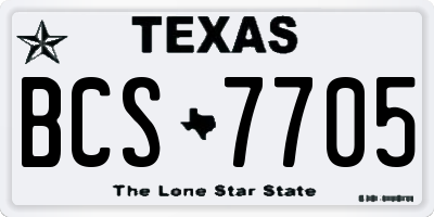 TX license plate BCS7705