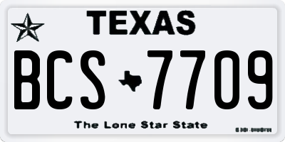 TX license plate BCS7709