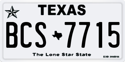 TX license plate BCS7715