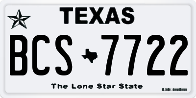 TX license plate BCS7722
