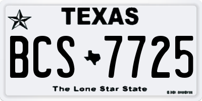 TX license plate BCS7725