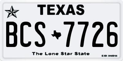 TX license plate BCS7726
