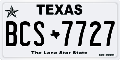 TX license plate BCS7727