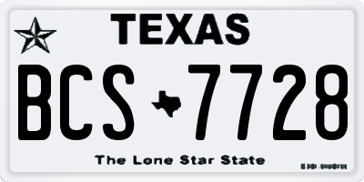 TX license plate BCS7728