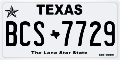 TX license plate BCS7729
