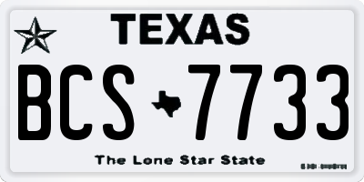 TX license plate BCS7733