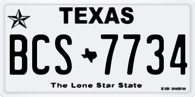 TX license plate BCS7734