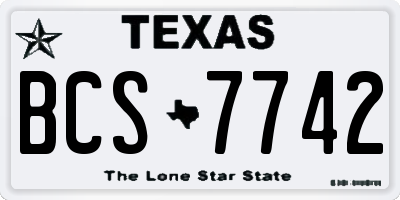 TX license plate BCS7742